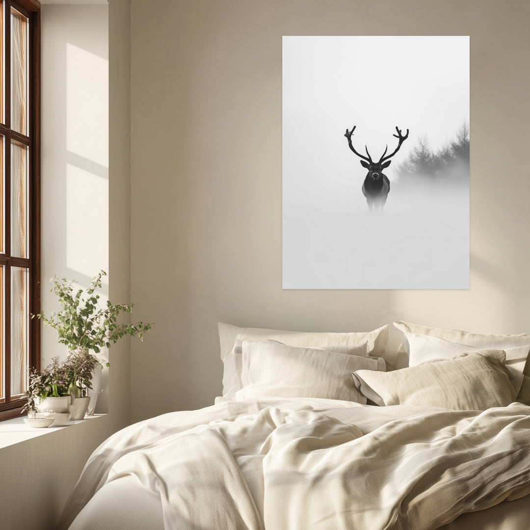 Hirsch im Nebel Poster abstrakt – mattes Kunstdruck-Papier – Ansicht 3
