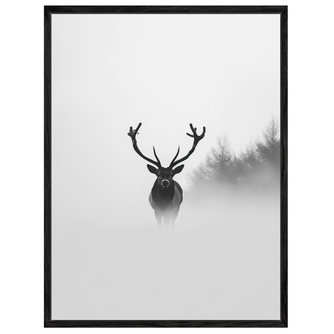 Hirsch im Nebel Leinwandbild abstrakt – Leinwand auf Holzrahmen – Ansicht 4
