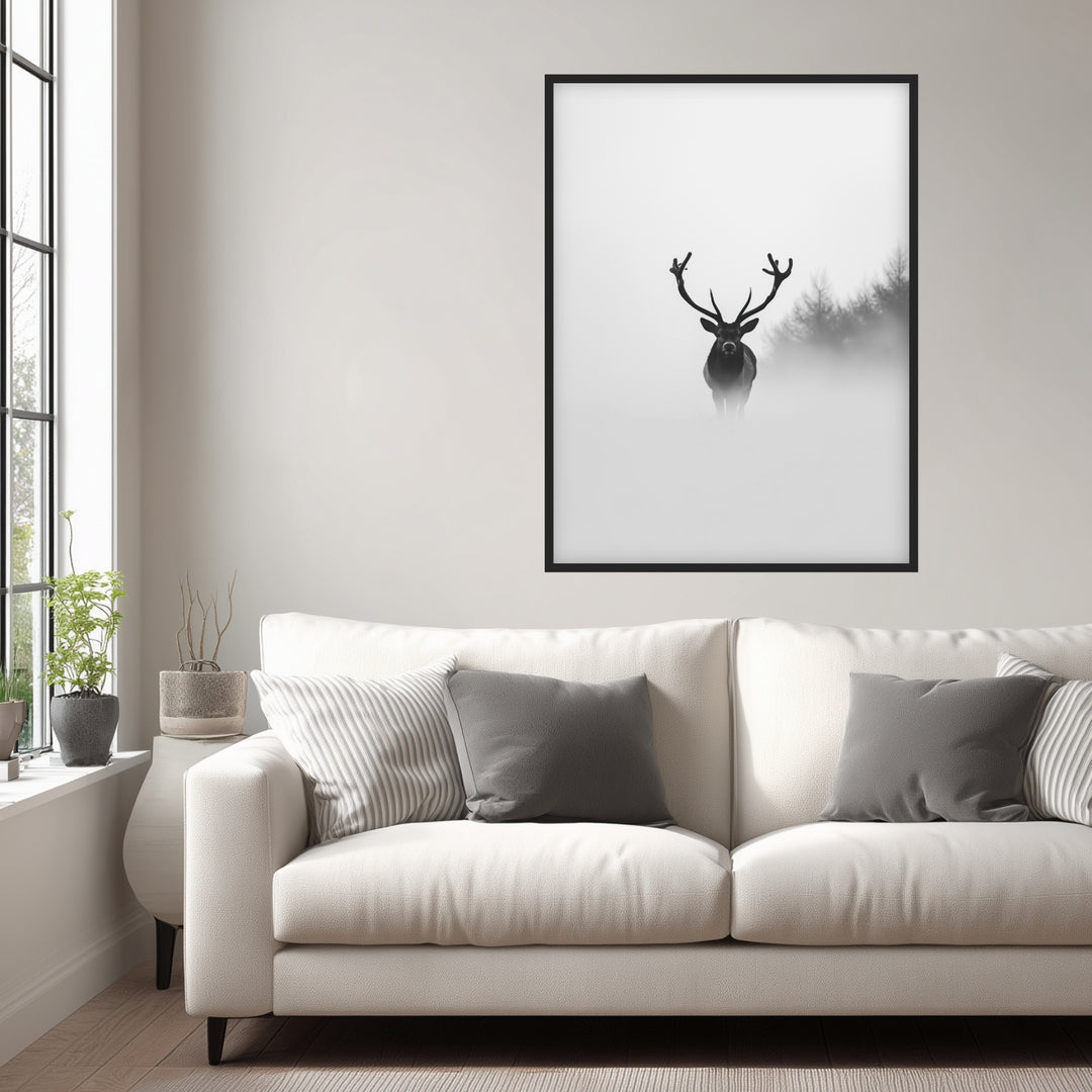 Hirsch im Nebel Poster abstrakt – mattes Kunstdruck-Papier – Ansicht 2