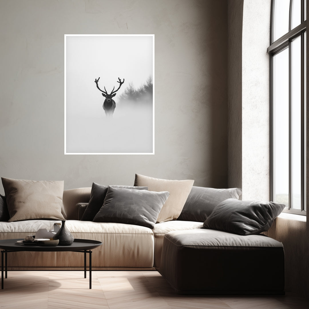 Hirsch im Nebel Poster abstrakt – mattes Kunstdruck-Papier – Ansicht 4