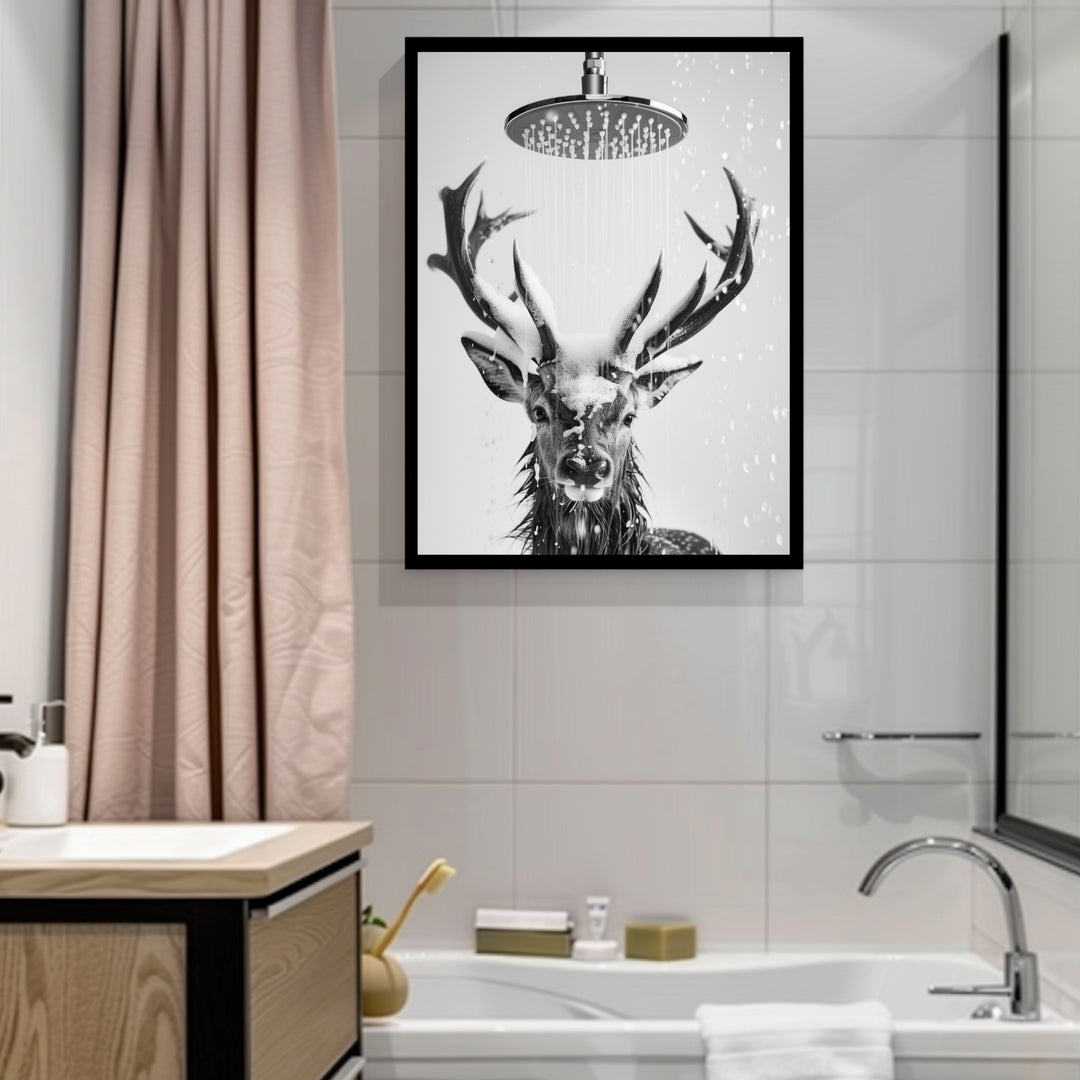 Hirsch unter Dusche Poster abstrakt – mattes Kunstdruck-Papier – Ansicht 3