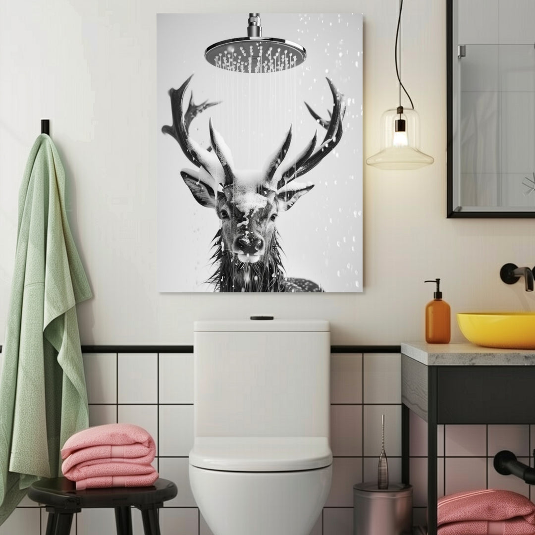 Hirsch unter Dusche Leinwandbild abstrakt – Leinwand auf Holzrahmen – Ansicht 3