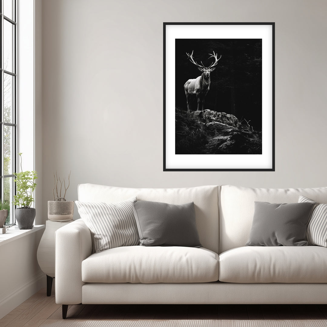 Hirsch auf Felsen Poster abstrakt – mattes Kunstdruck-Papier – Ansicht 2