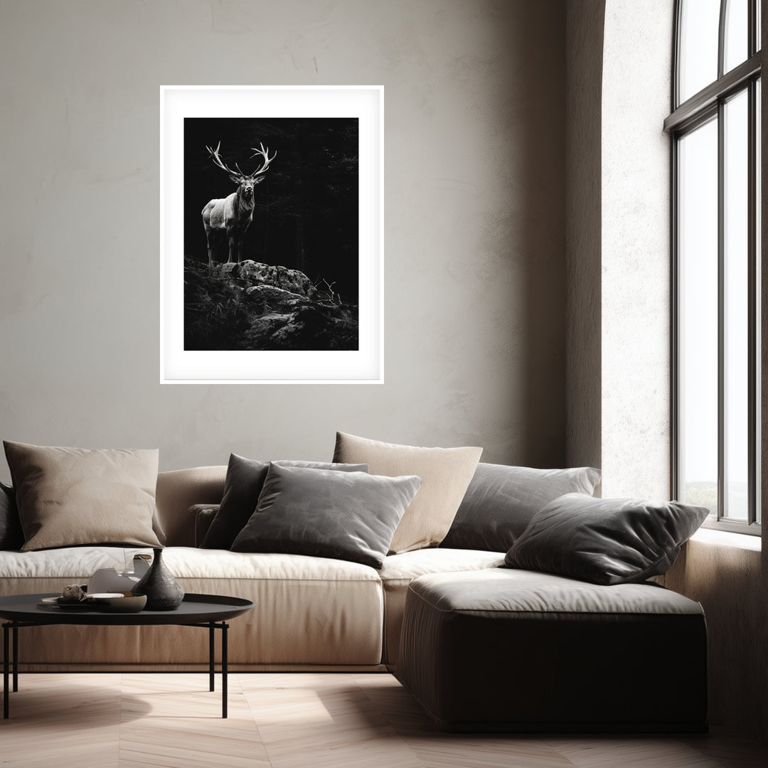 Hirsch auf Felsen Poster abstrakt – mattes Kunstdruck-Papier – Ansicht 3