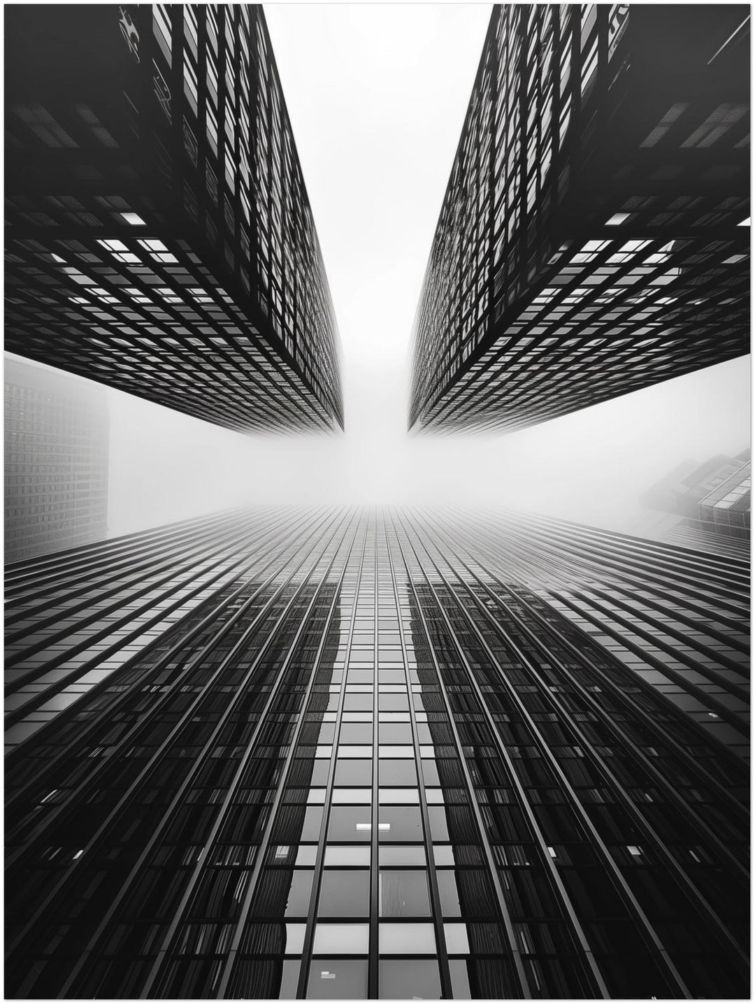 Hochhäuser im Nebel abstrakt – Wandkunst