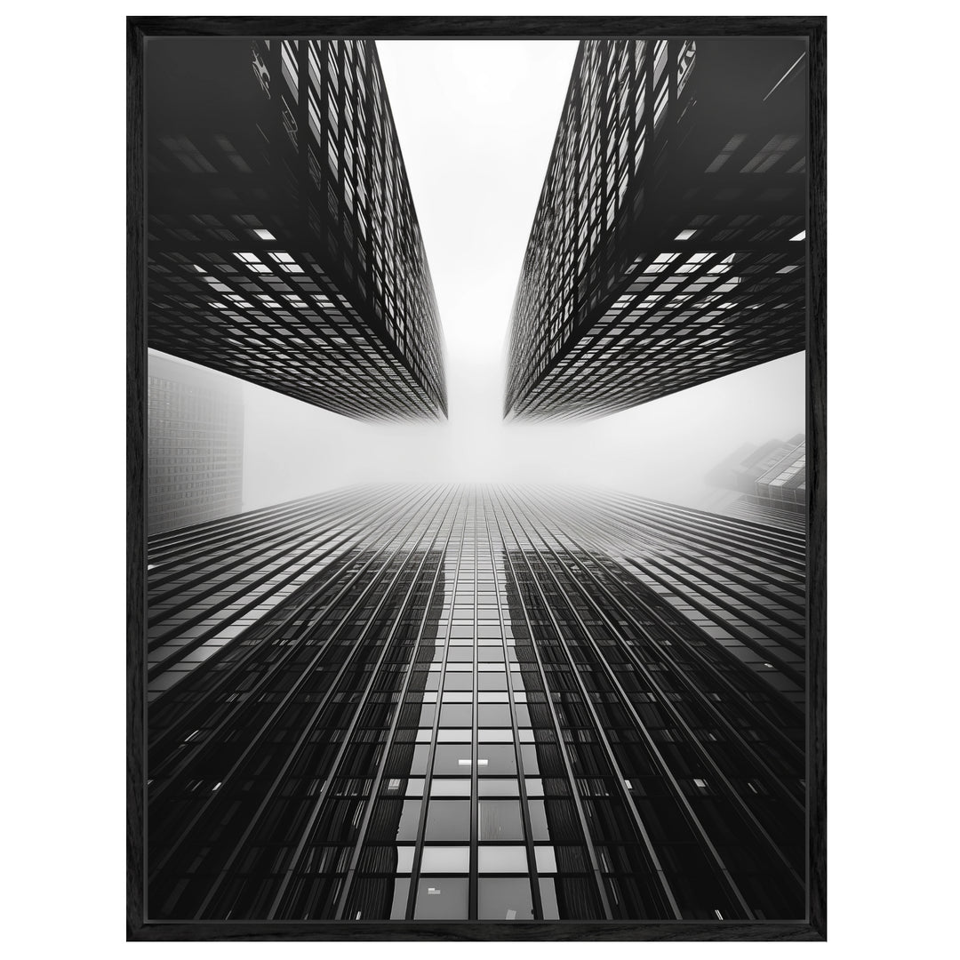 Hochhäuser im Nebel Leinwandbild abstrakt – Leinwand auf Holzrahmen – Ansicht 4