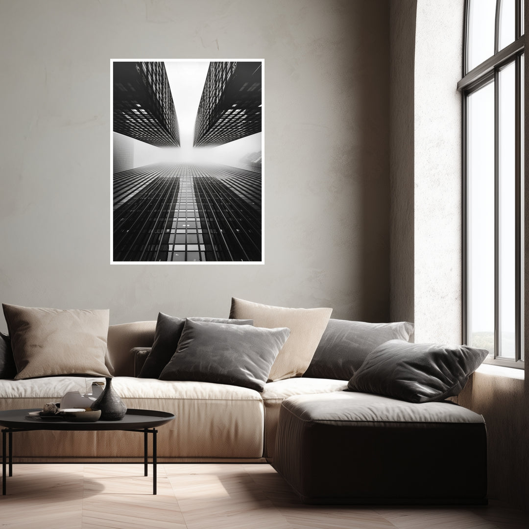 Hochhäuser im Nebel Poster abstrakt – mattes Kunstdruck-Papier – Ansicht 3