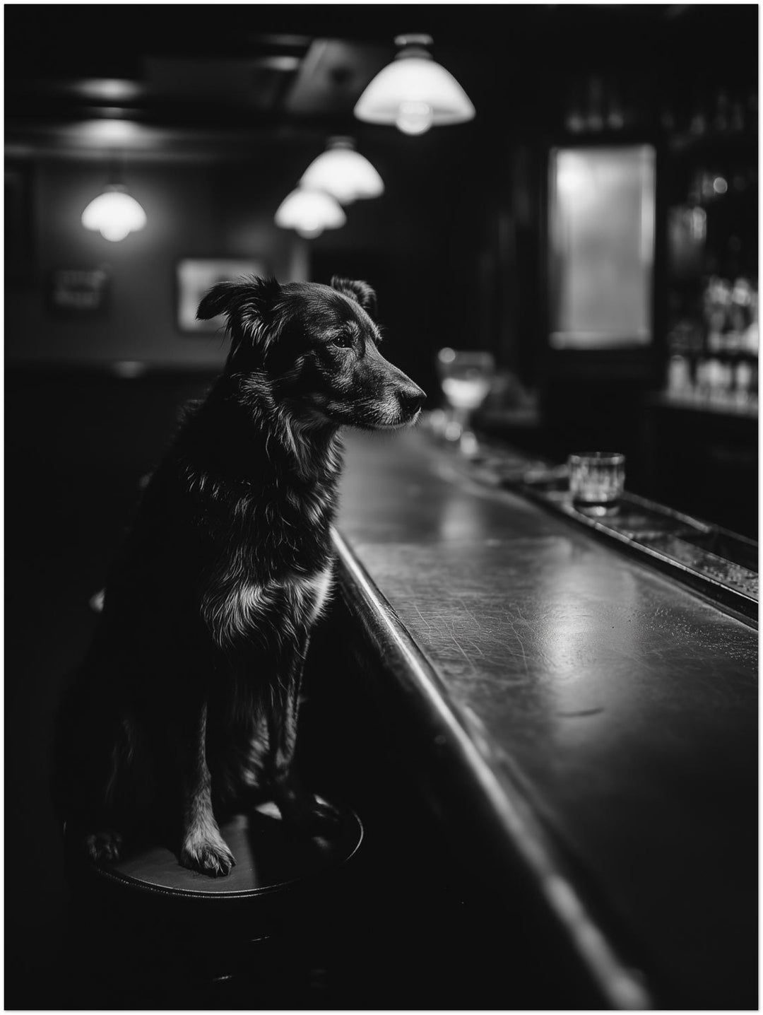 Hund an Bar abstrakt – Wandkunst