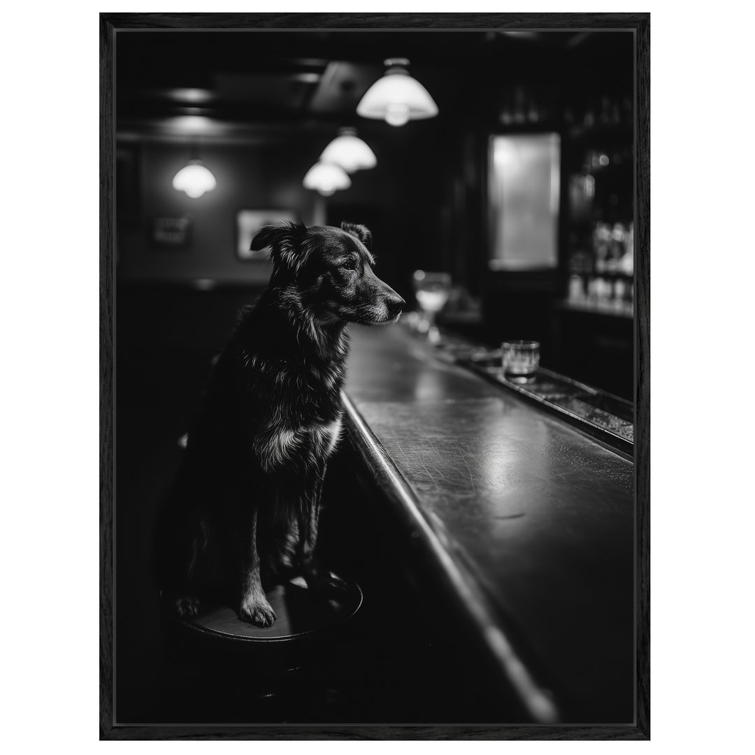 Hund an Bar Leinwandbild abstrakt – Leinwand auf Holzrahmen – Ansicht 4