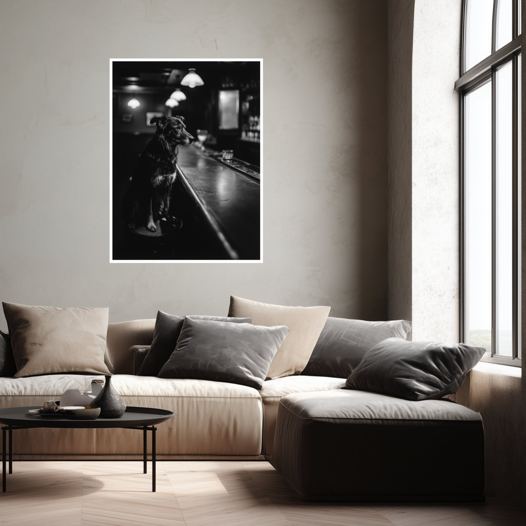 Hund an Bar Poster abstrakt – mattes Kunstdruck-Papier – Ansicht 4