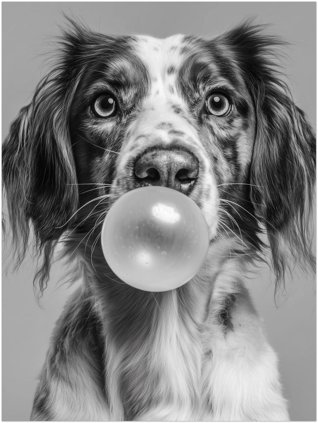 Hund mit Kaugummiblase abstrakt – Wandkunst