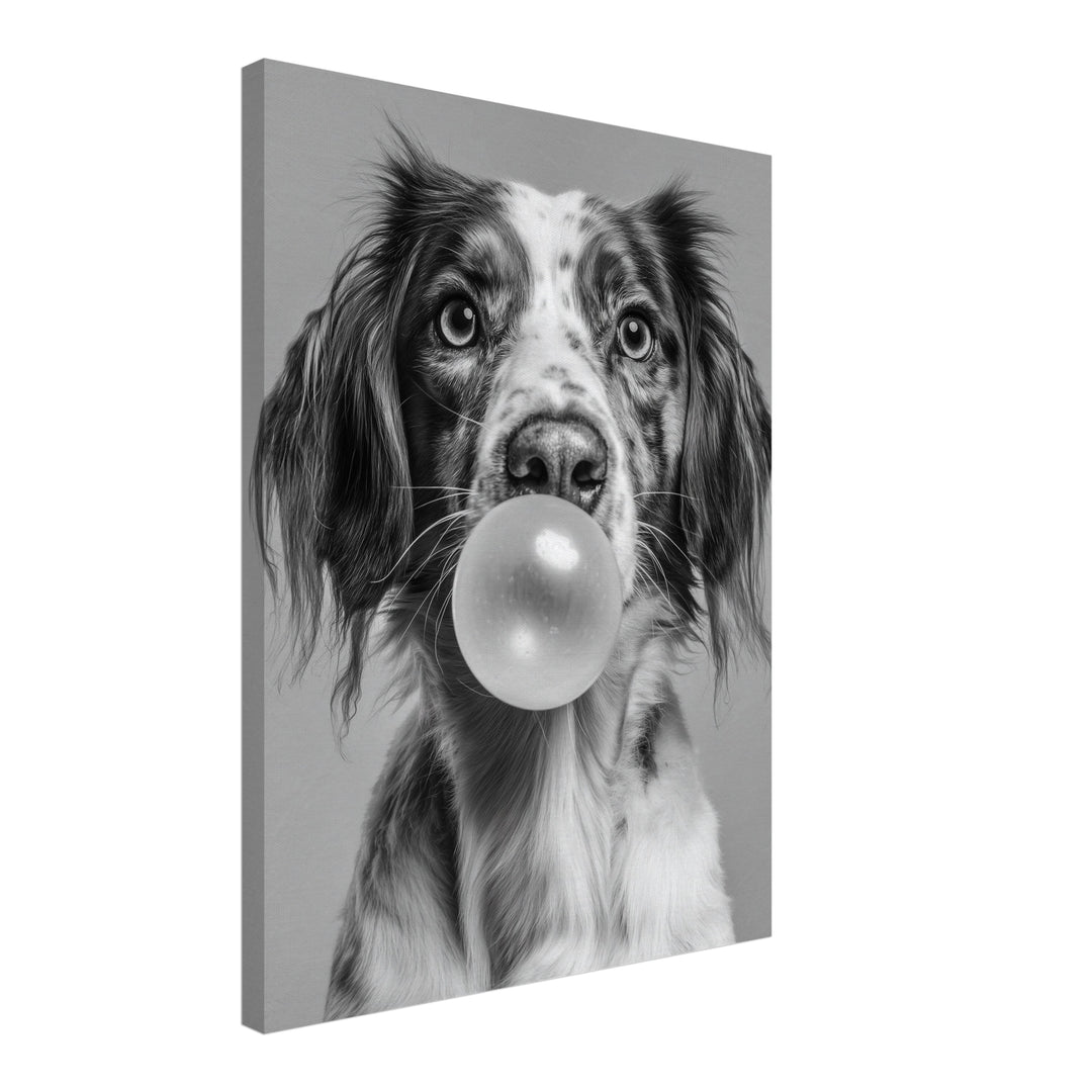 Hund mit Kaugummiblase Leinwandbild abstrakt – Leinwand auf Holzrahmen – Ansicht 2
