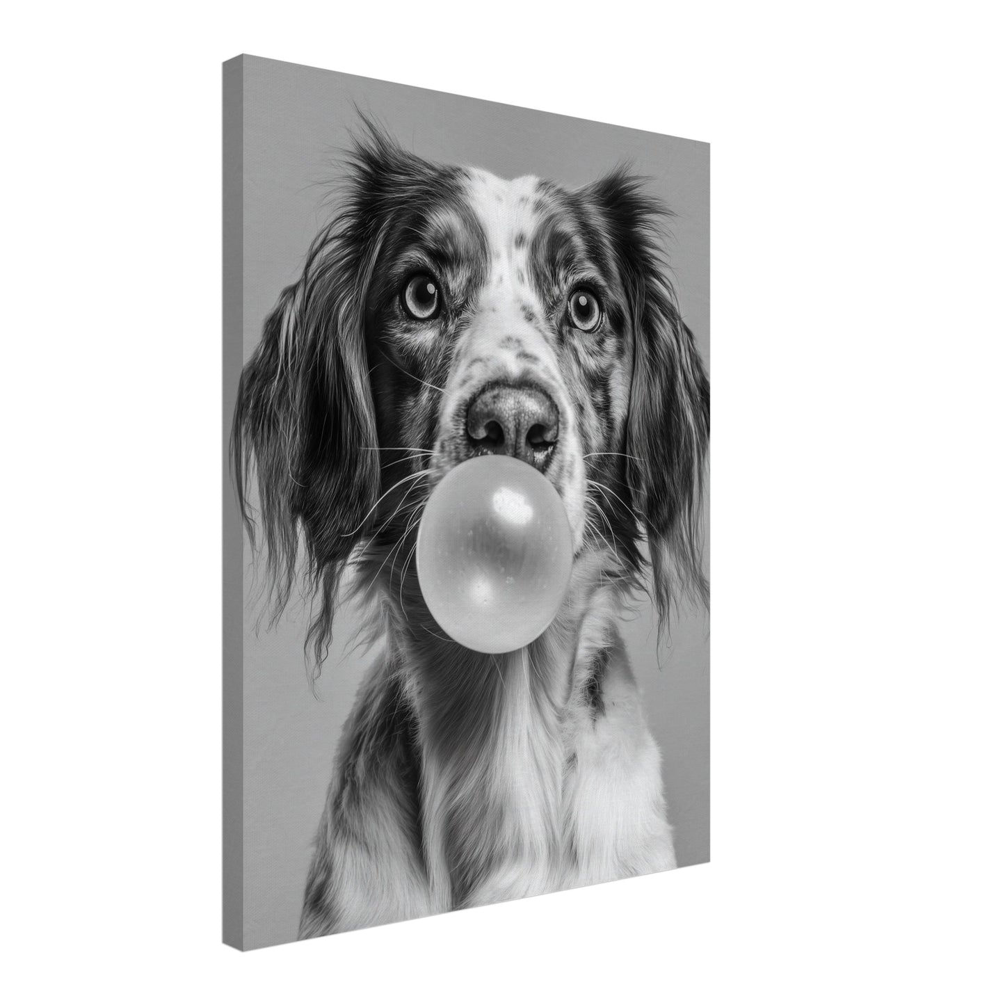 Hund mit Kaugummiblase Leinwandbild
