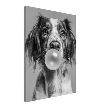 Hund mit Kaugummiblase Leinwandbild