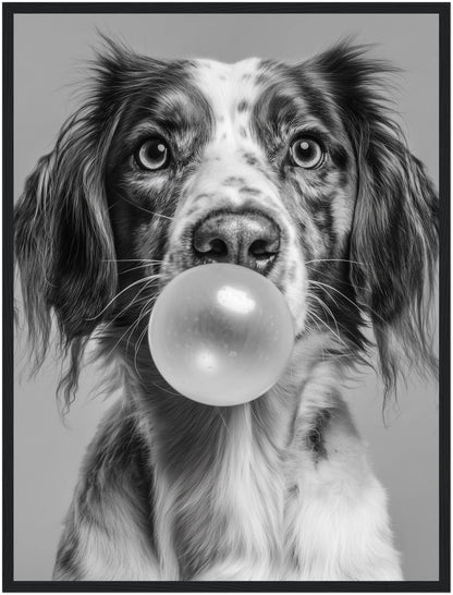 Hund mit Kaugummiblase Poster