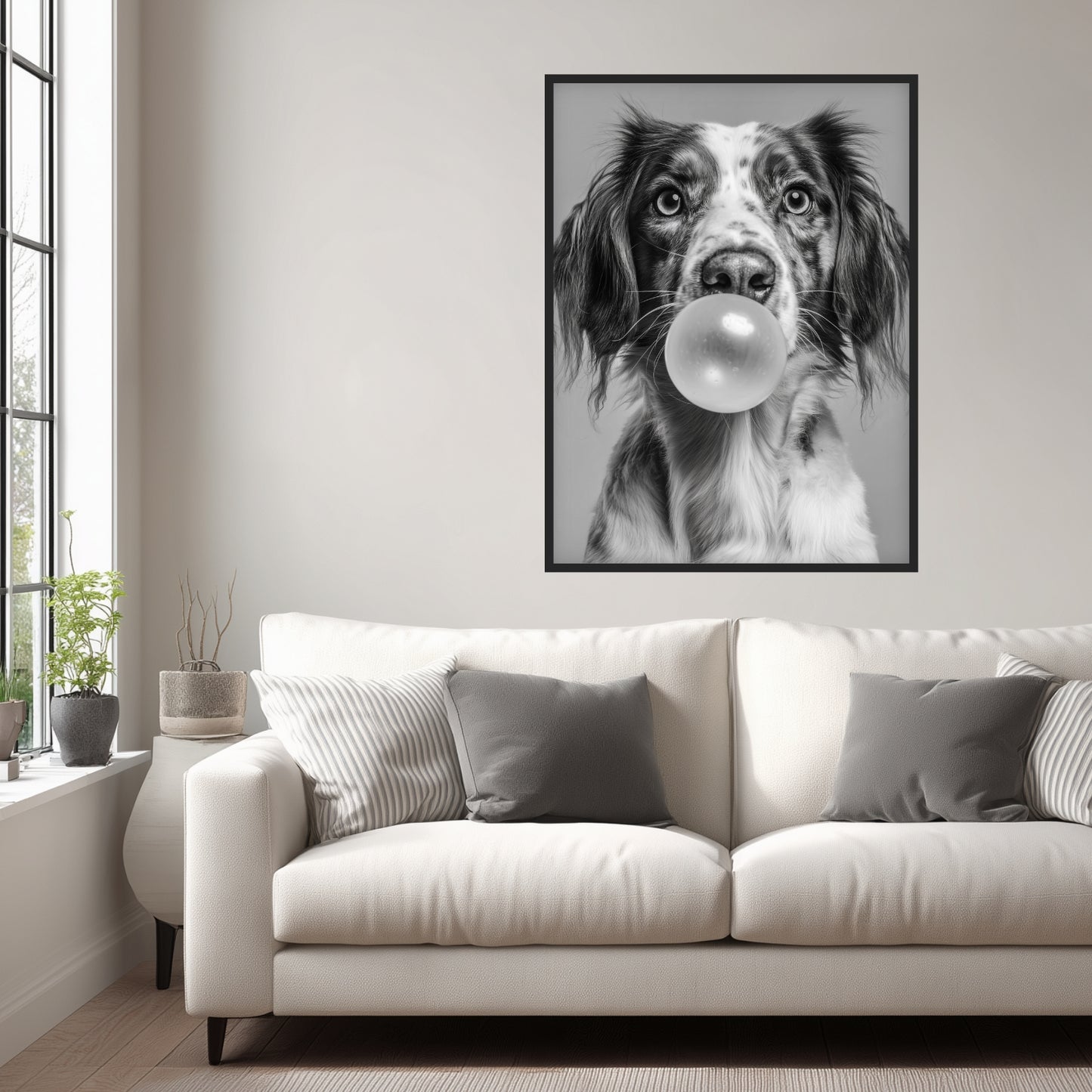 Hund mit Kaugummiblase Poster