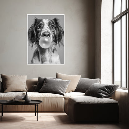 Hund mit Kaugummiblase Poster