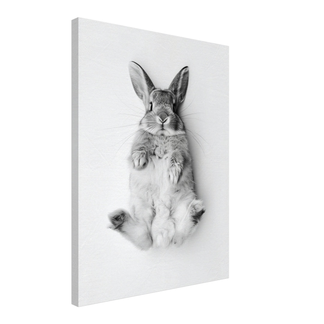 Kaninchen Schwarz Weiss Leinwandbild – Schräge Ansicht – Produktfoto