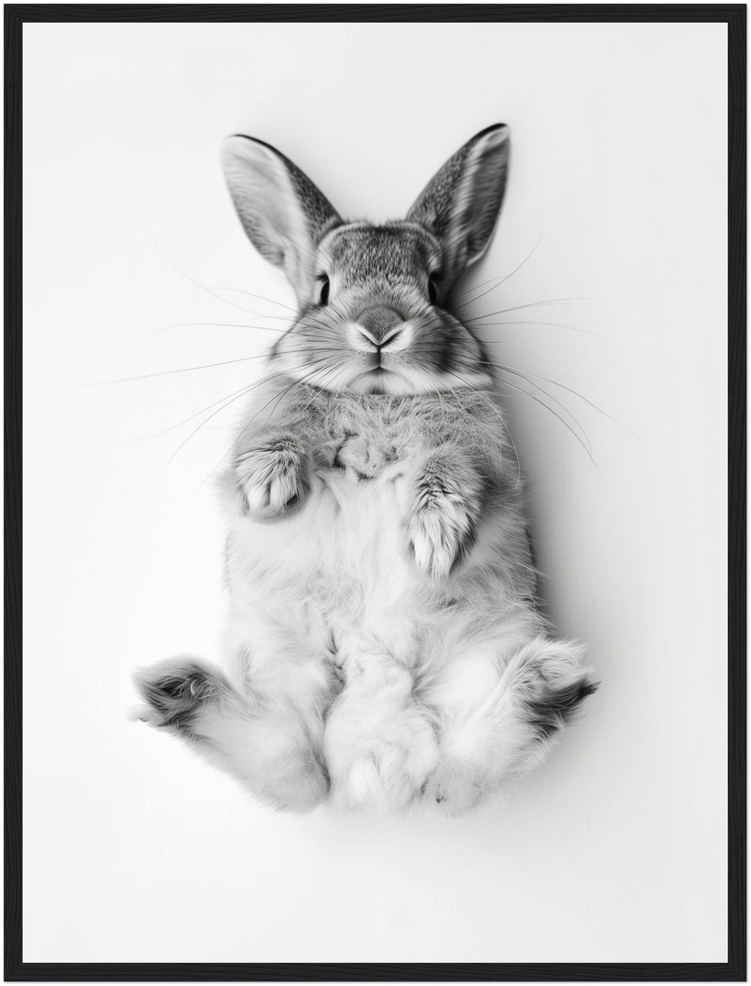 Kaninchen Schwarz Weiss Poster – Schwarzer Rahmen – Produktfoto