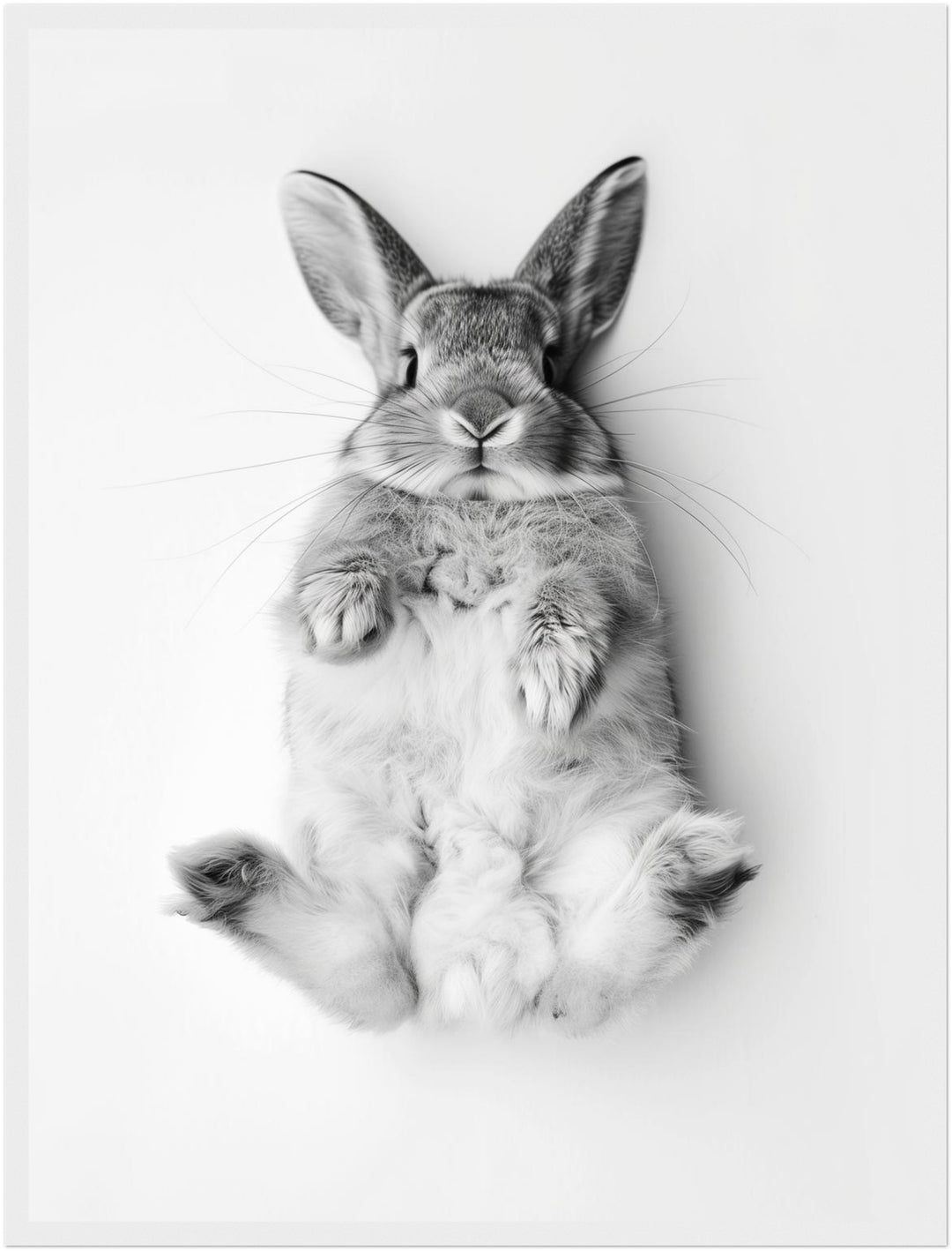 Kaninchen Schwarz Weiss Poster – Weißer Rahmen – Produktfoto