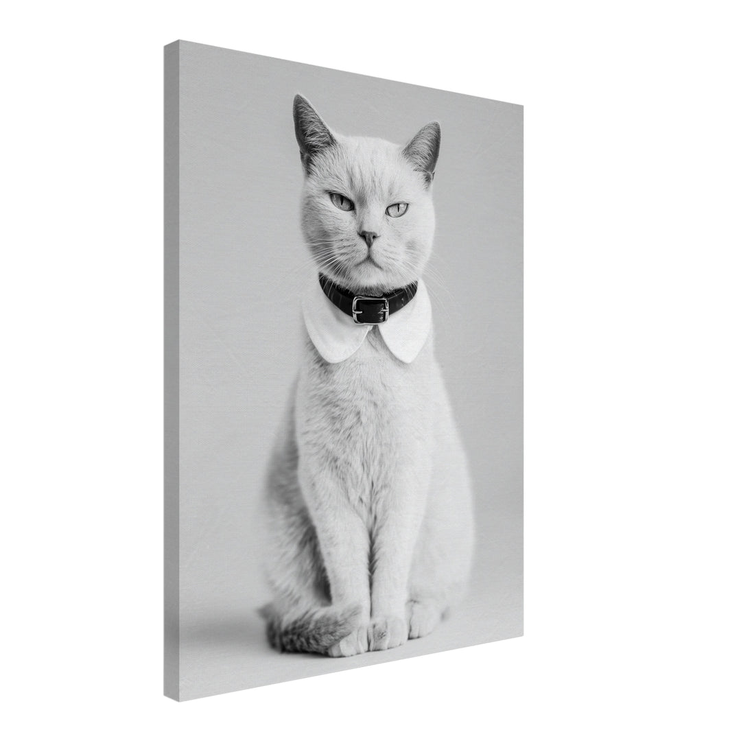 Katze mit Halsband Leinwandbild abstrakt – Leinwand auf Holzrahmen – Ansicht 2