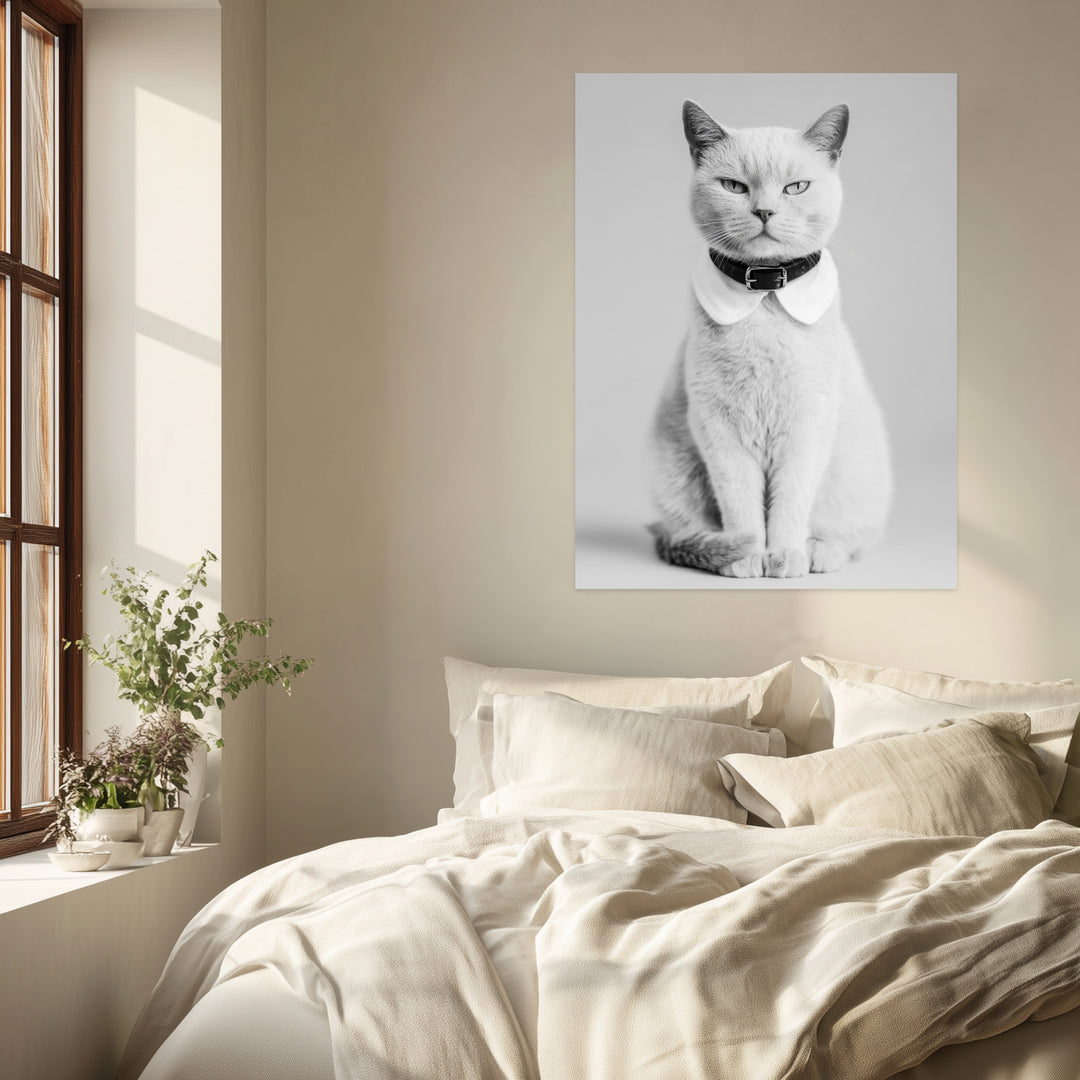 Katze mit Halsband Leinwandbild abstrakt – Leinwand auf Holzrahmen – Ansicht 3