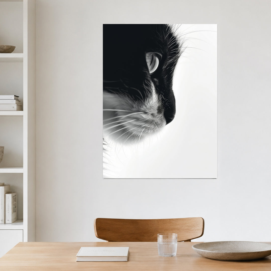 Katzenprofil Schwarz Weiss Poster – Ohne Rahmen – Produktfoto
