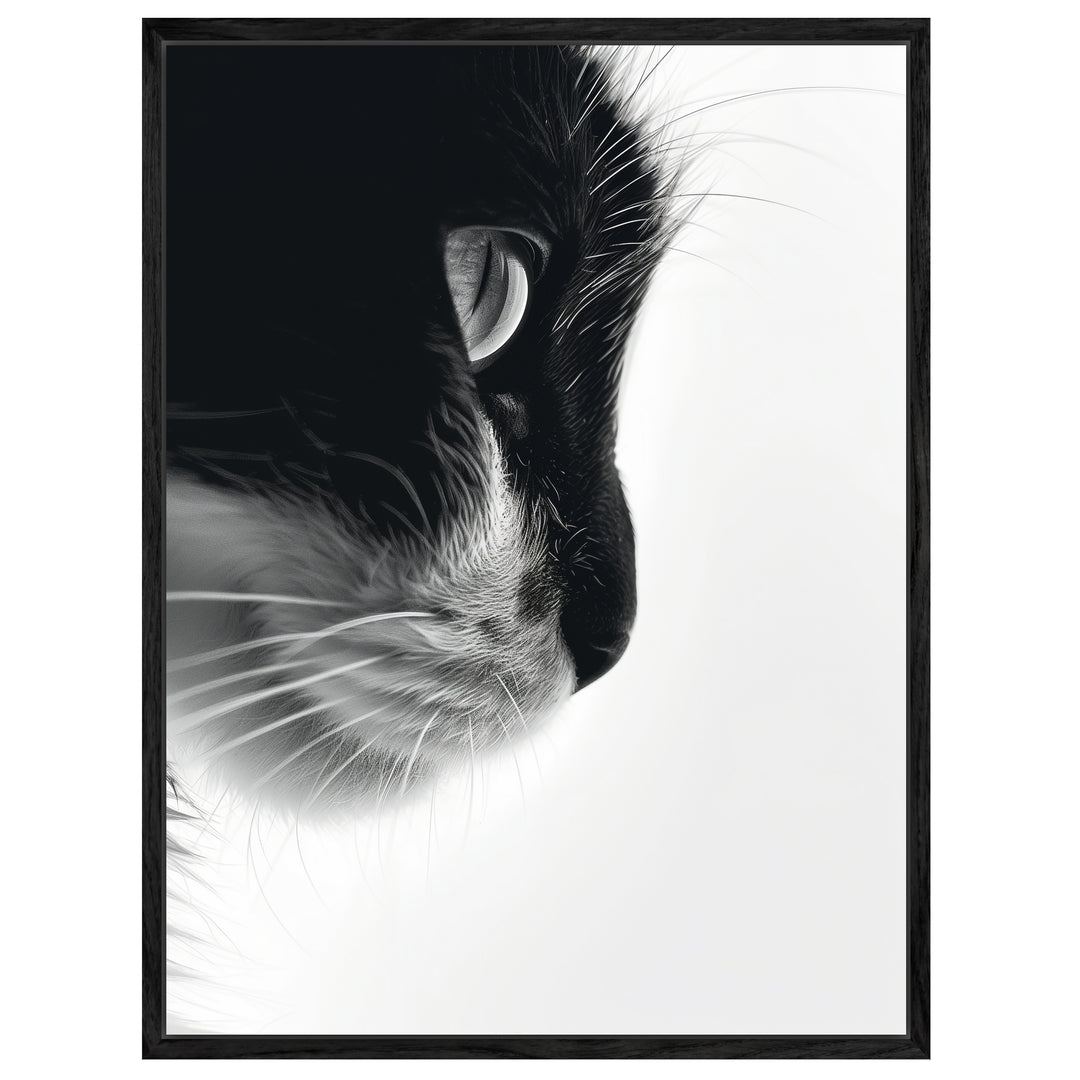Katzenprofil Schwarz Weiss Leinwandbild – Leinwandbild