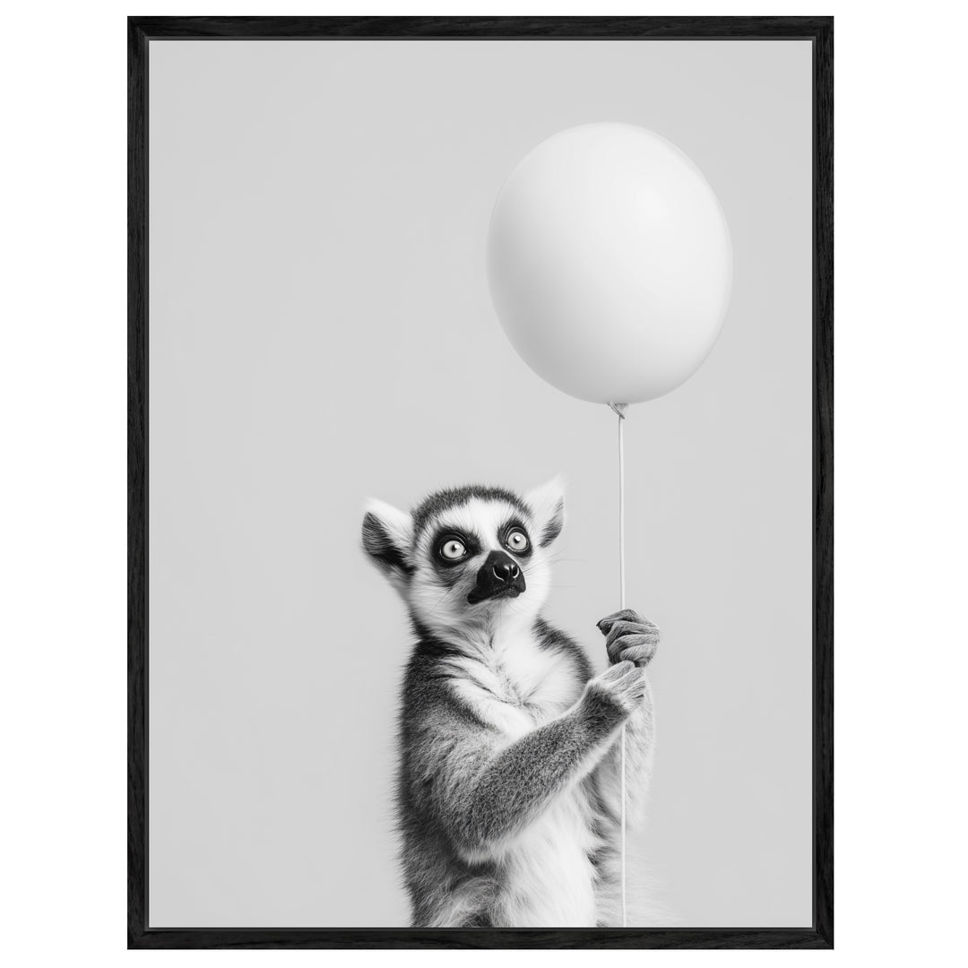 Lemur mit Ballon Leinwandbild abstrakt – Leinwand auf Holzrahmen – Ansicht 4