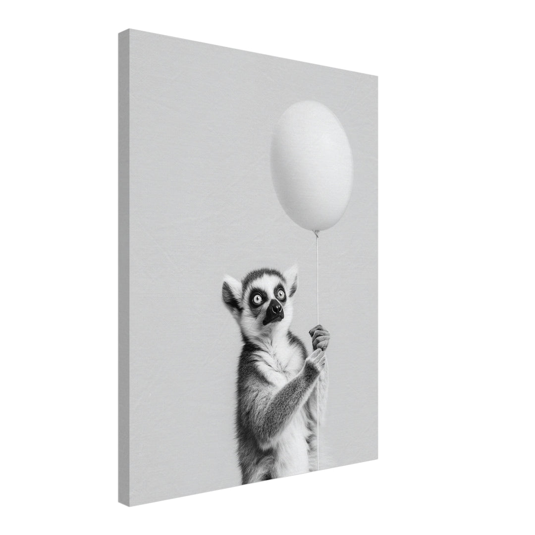 Lemur mit Ballon Leinwandbild abstrakt – Leinwand auf Holzrahmen – Ansicht 2