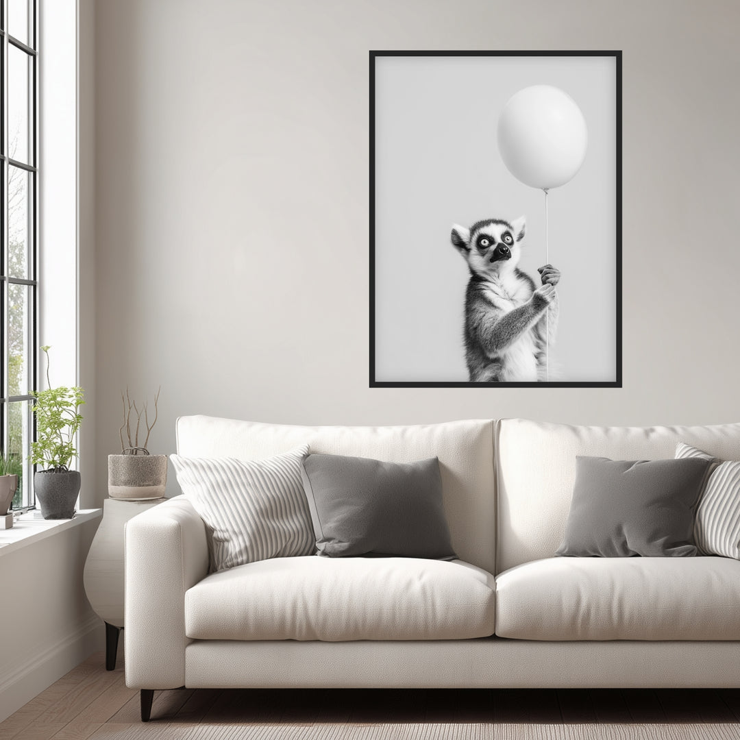 Lemur mit Ballon Poster abstrakt – mattes Kunstdruck-Papier – Ansicht 3