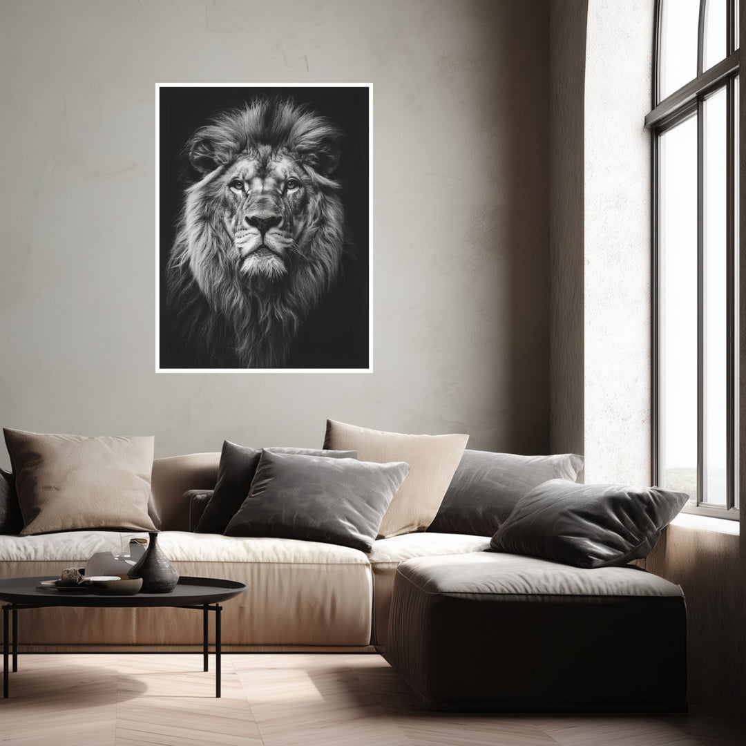Löwenporträt frontal Poster abstrakt – mattes Kunstdruck-Papier – Ansicht 2