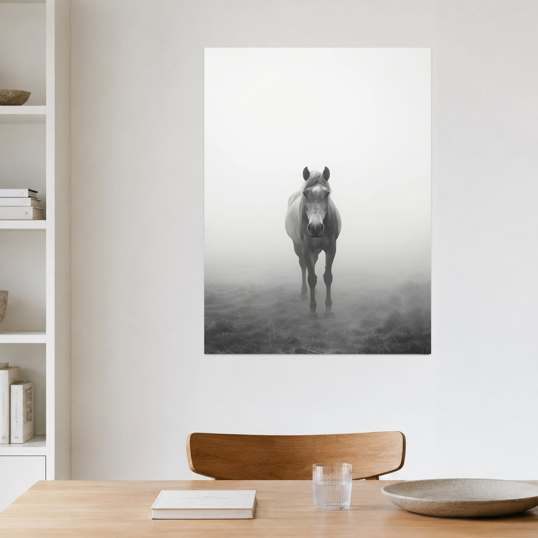 Pferd im Nebel Poster – Ohne Rahmen – Produktfoto