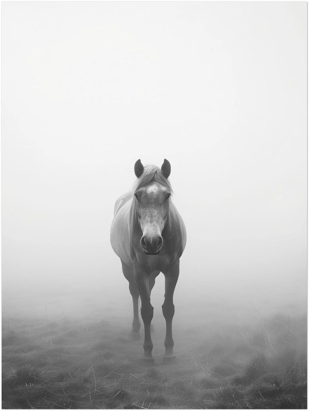 Pferd im Nebel Leinwandbild – Ohne Rahmen – Produktfoto