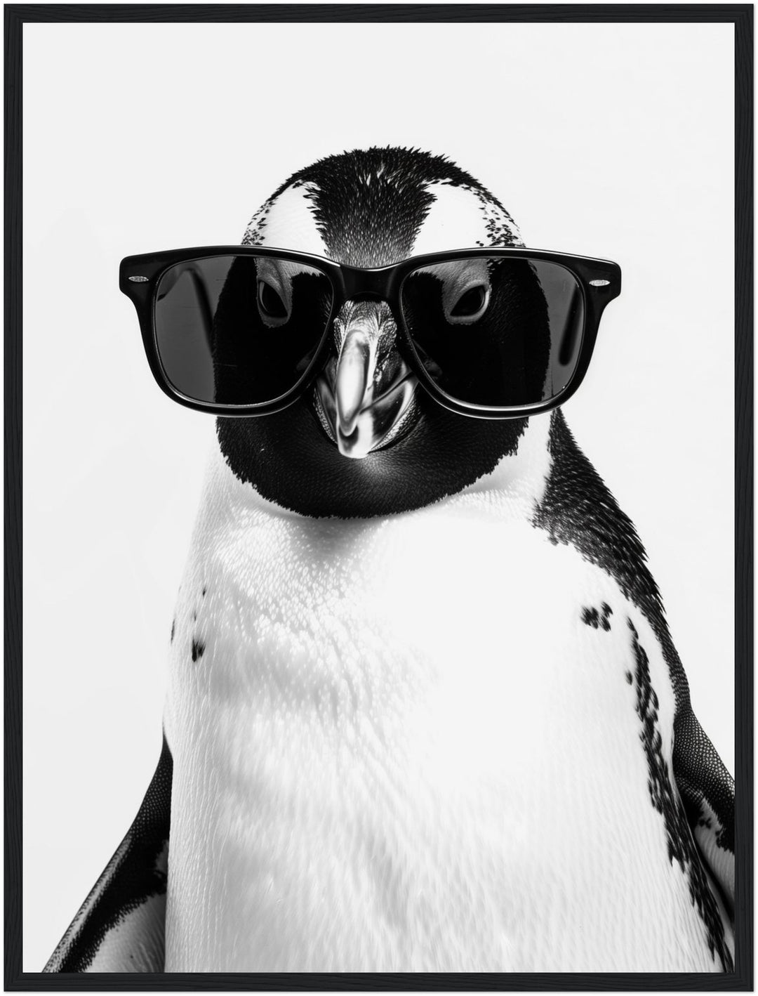 Pinguin mit Sonnenbrille Poster – Schwarzer Rahmen – Produktfoto