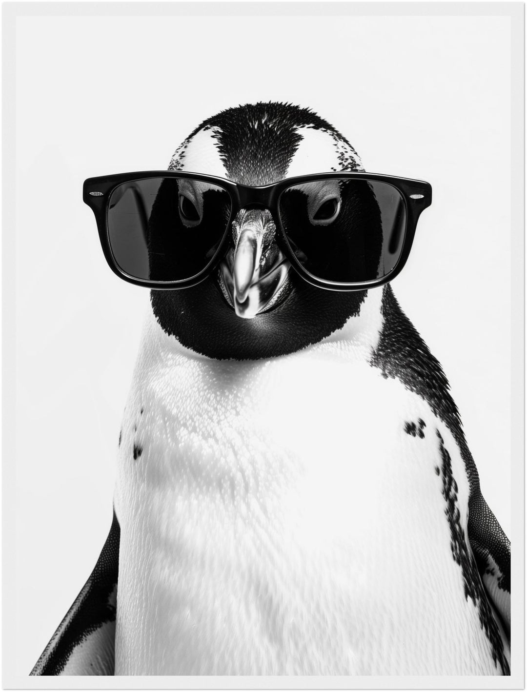 Pinguin mit Sonnenbrille Poster – Weißer Rahmen – Produktfoto