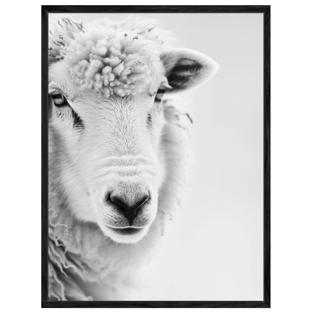 Schaf Portrait Schwarz Weiss Leinwandbild – Leinwandbild