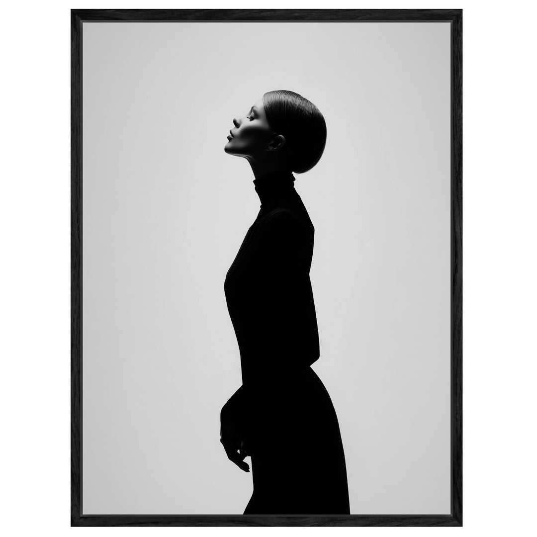 Elegante Silhouette Leinwand schwarz weiß – Leinwand auf Holzrahmen – Ansicht 4
