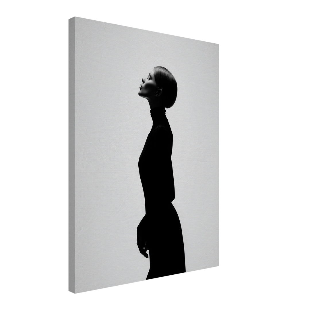 Elegante Silhouette Leinwand schwarz weiß – Leinwand auf Holzrahmen – Ansicht 2
