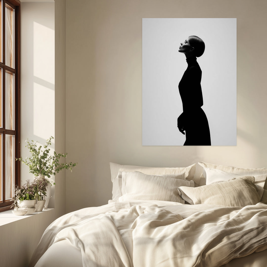 Elegante Silhouette Leinwand schwarz weiß – Leinwand auf Holzrahmen – Ansicht 3