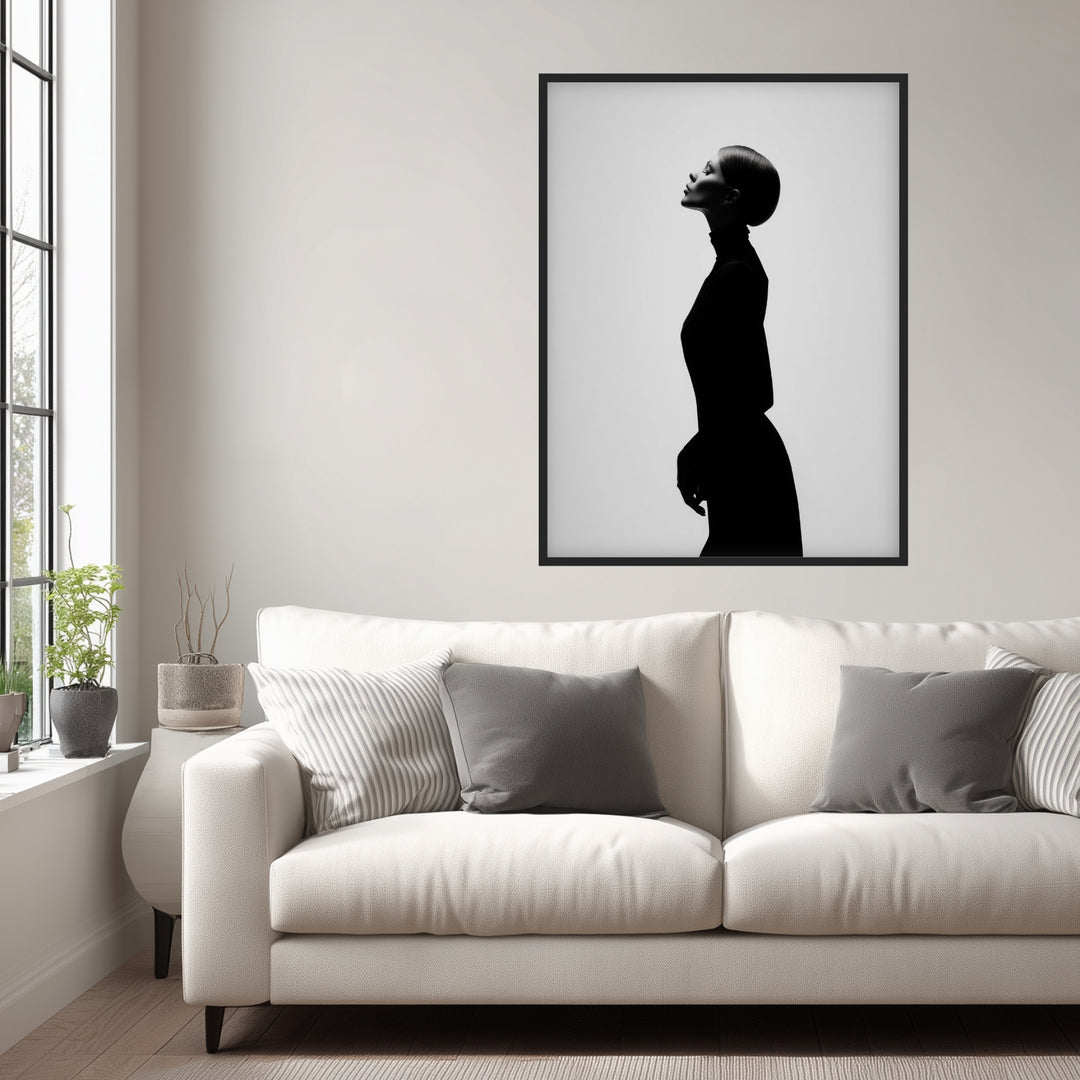 Elegante Silhouette Poster schwarz weiß – mattes Kunstdruck-Papier – Ansicht 2