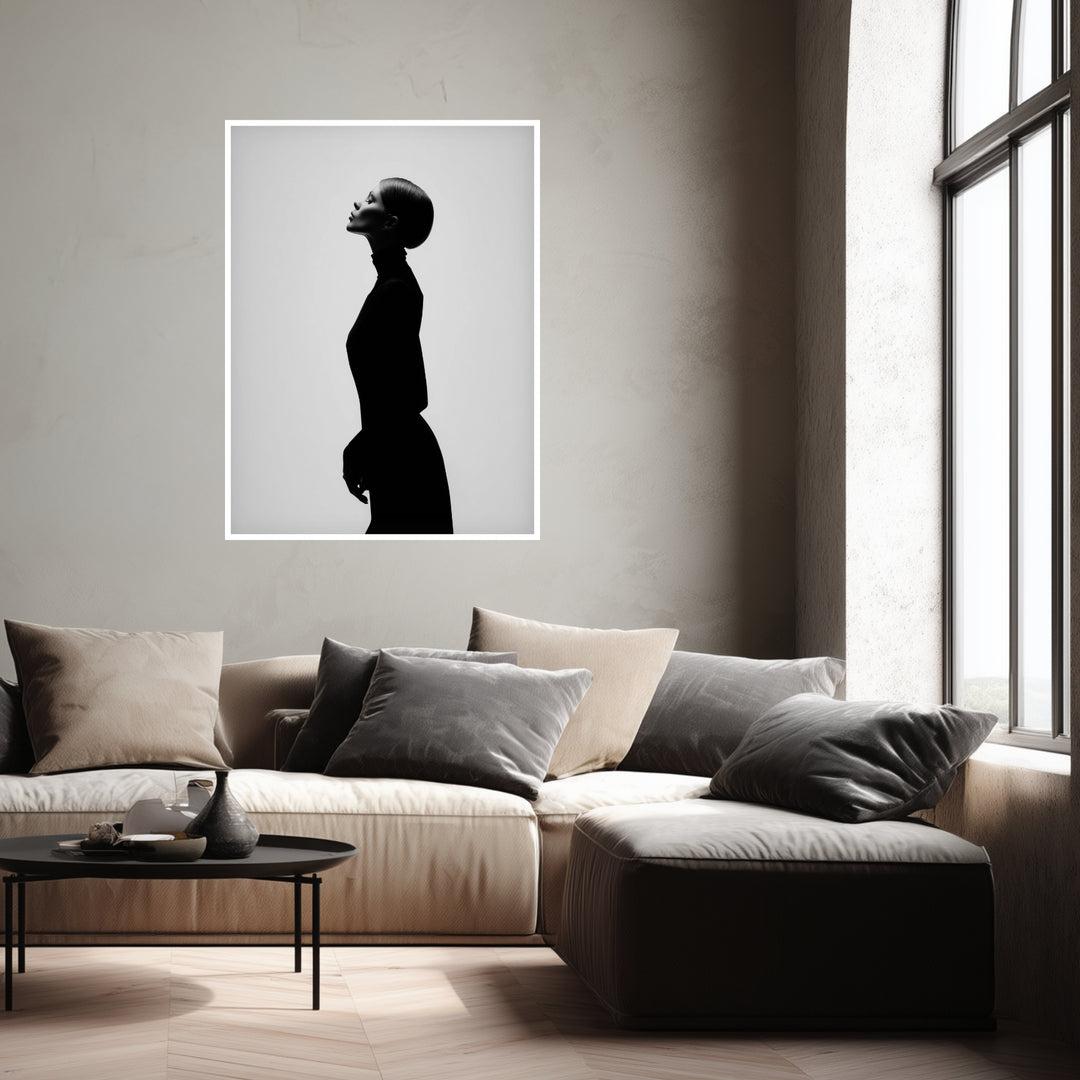 Elegante Silhouette Poster schwarz weiß – mattes Kunstdruck-Papier – Ansicht 4