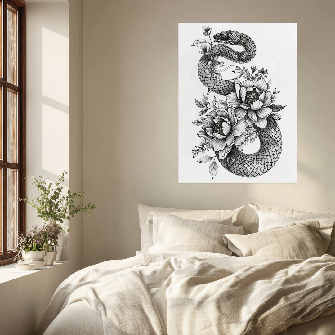 Verflochtene Natur Poster schwarz weiß – mattes Kunstdruck-Papier – Ansicht 3