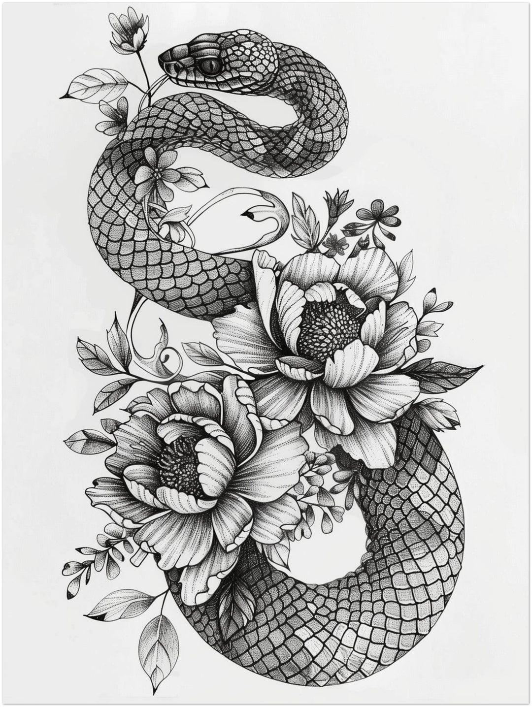 Verflochtene Natur schwarz weiß – Wandkunst