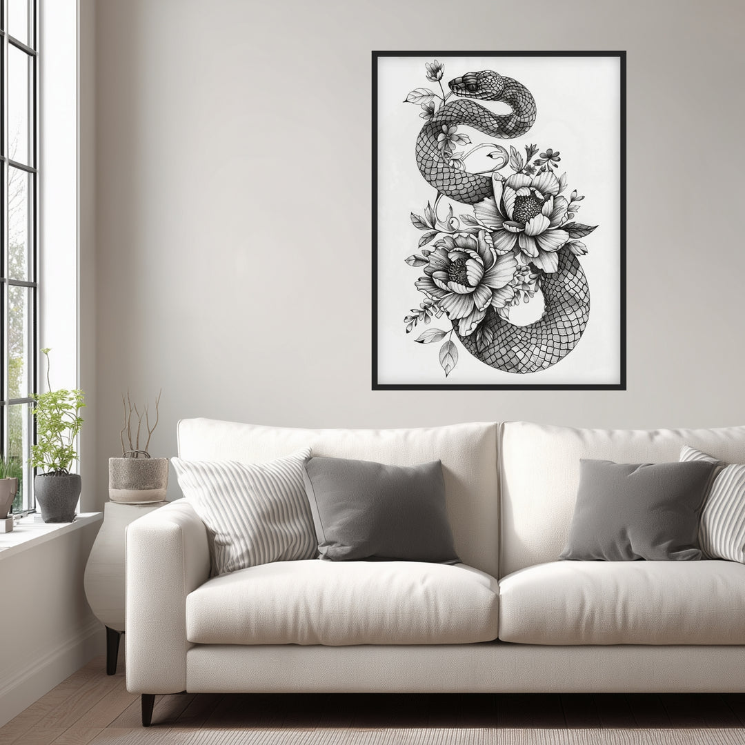 Verflochtene Natur Poster schwarz weiß – mattes Kunstdruck-Papier – Ansicht 2