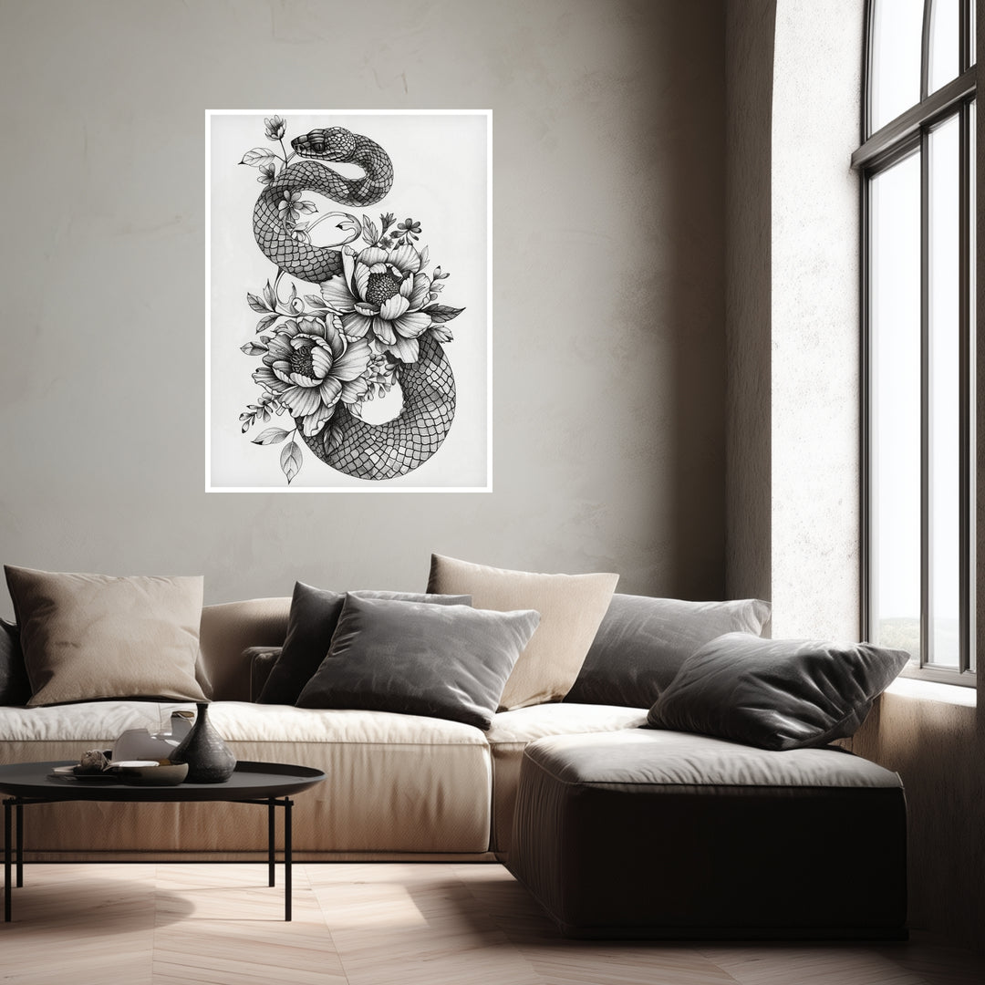 Verflochtene Natur Poster schwarz weiß – mattes Kunstdruck-Papier – Ansicht 4
