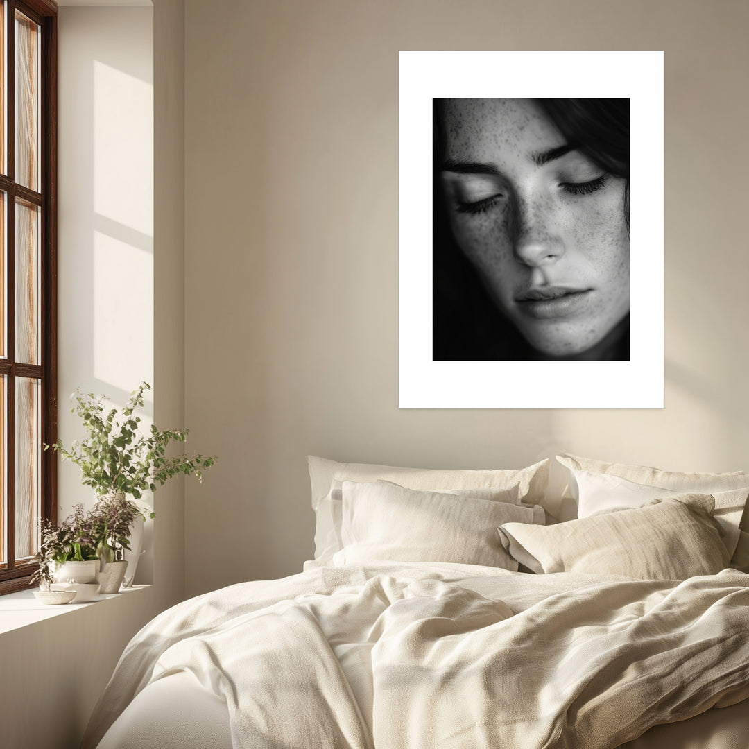 Schwarz-Weiss Portraet Frau Poster schwarz weiß – mattes Kunstdruck-Papier – Ansicht 3
