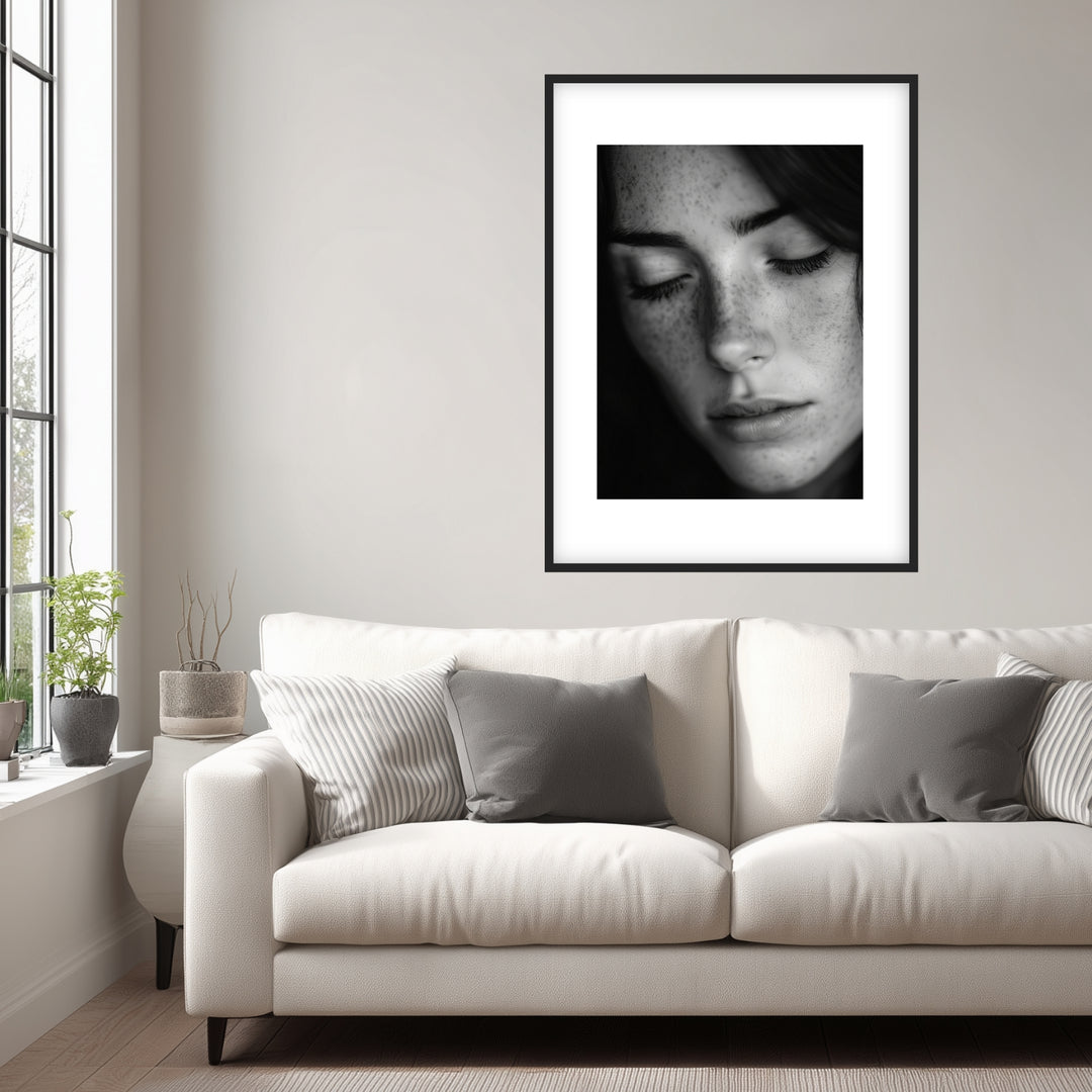 Schwarz-Weiss Portraet Frau Poster schwarz weiß – mattes Kunstdruck-Papier – Ansicht 2