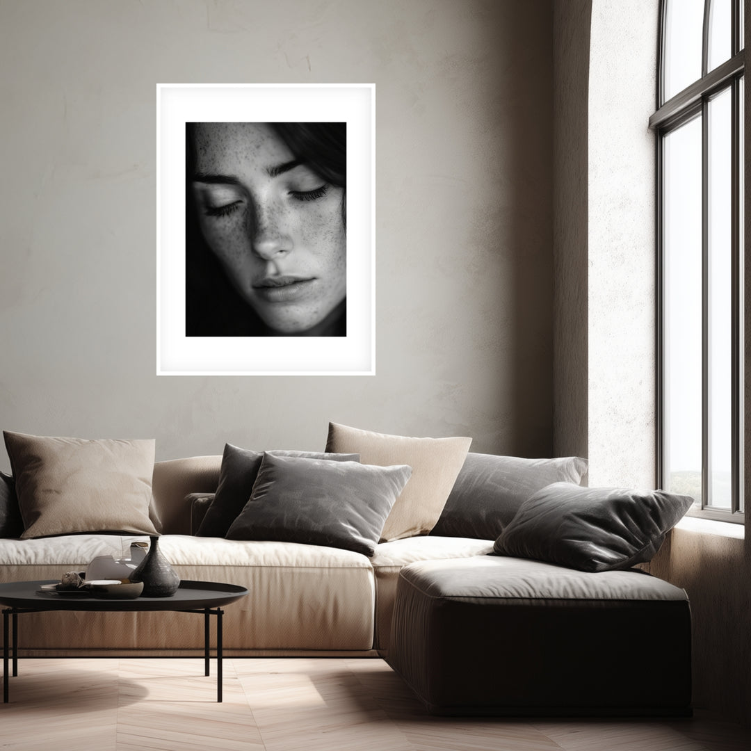 Schwarz-Weiss Portraet Frau Poster schwarz weiß – mattes Kunstdruck-Papier – Ansicht 4