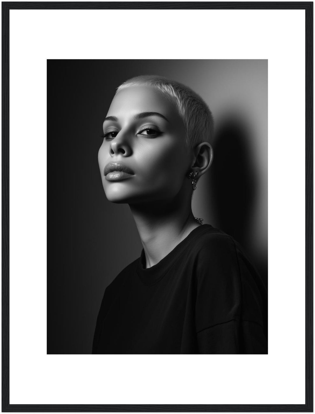 Schwarzweiss Portrait Frau Poster schwarz weiß – mattes Kunstdruck-Papier – Ansicht 5